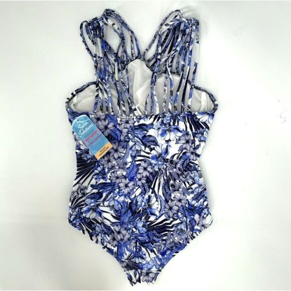 Swim‎ Solutions Royal Affair Multi Strap Mio One Piece Swimsuit Blue Women 12 - Picture 5 of 10